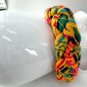 3 Headbands Ribbed Braided Woven Knot Goldenrod Yellow‎ Silver Gray Fabric Aztec